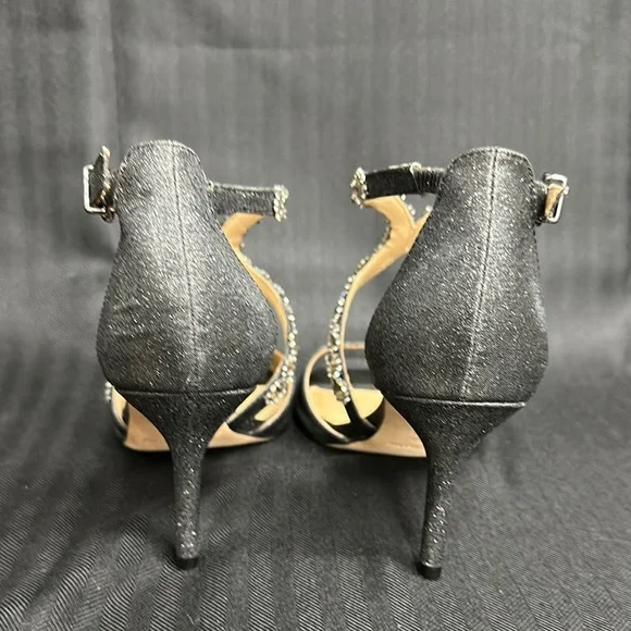 Silver Strappy 3” Heels with rhinestone straps Antonio Melani - Picture 6 of 11